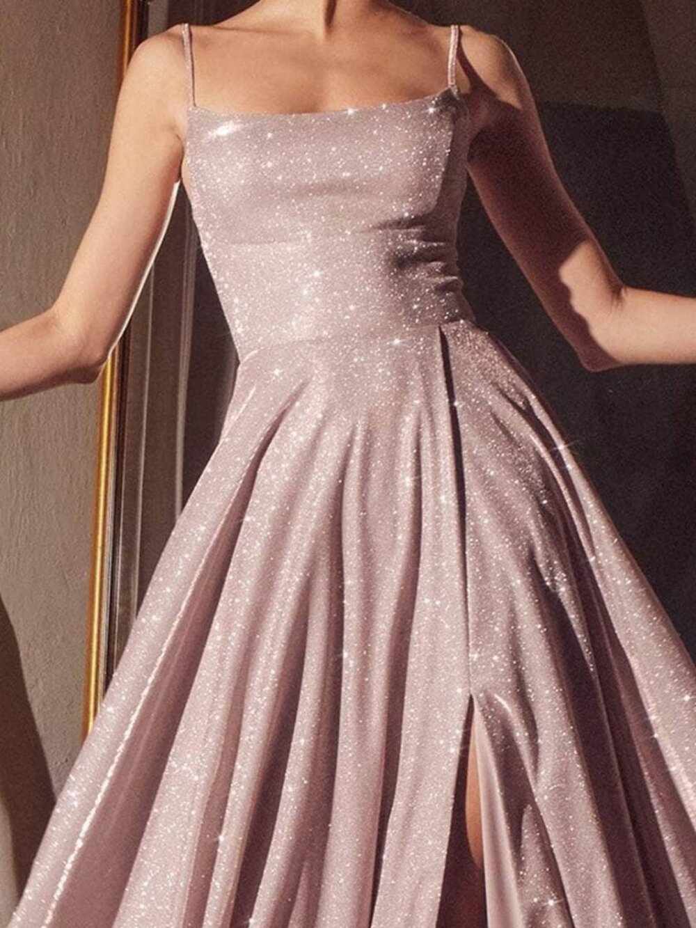 NWT Amoris by Ladivine T213 Glitter-Dusted Prom Dress Dusty Rose size Small - Picture 3 of 7